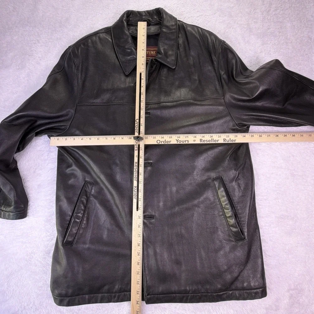 VTG Couture by J Park Men's Lambskin Leather Jacket Size XL Black FullZip Button